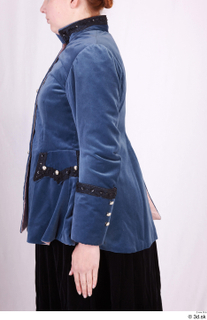  Photos Woman in Historical Dress 98 18th century blue jacket historical clothing upper body 0004.jpg